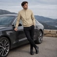 thumbnail image 3 of AZoiNM Men's Stand Collar Zip Jacket Loose Fit Lightweight Casual Long Sleeve Spring Fall, 3 of 15