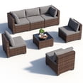 thumbnail image 6 of Noelse 7 Pieces Patio Furniture Set, Outdoor Sectional Outdoor Wicker Sofa Set with Thick Cushions and Coffee Table for Balcony, Garden, Porch (Gray), 6 of 10