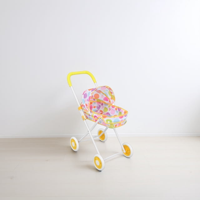 Phenofice Doll Pram Baby Doll Pram Stroller ABS Yellow Pretend Play 1Pack