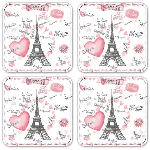 Vinyl Drink Coasters - Set of 4 - Paris, France