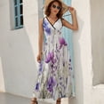 thumbnail image 5 of Purple Flowers Wildflowers Dress Fashion Boho Beach Long Dresses Female Party Printed Maxi Dress, 5 of 9
