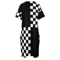 thumbnail image 4 of Vestido de noche con estampado de cuadrados para mujer, vestido con los ojos vendados y bolsillos grandes, falda en blanco y negro Quad Ska, 4 of 6
