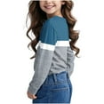 thumbnail image 5 of Lmnyox Girls Long Sleeve Crew Neck Shirt Color Block Basic Pullover Tee Kids Teens Fashion Tops Clothes, 5 of 7