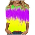thumbnail image 2 of RKSTN Mardi Gras 3/4 Sleeve T Shirts for Women Top Oversized Crewneck Carnival Mask Print 3/4 Length Sleeve Shirt Womens Casual Round Neck Mask Tuesday Carnival Party Three Quarter Sleeve Tee Shirt, 2 of 5