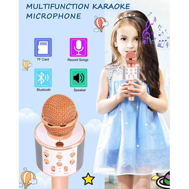 Karaoke Portátil Para Niños Con 2 Micrófonos Inalámbricos Y Luces LED – Bluetooth, Tarjeta TF Y USB