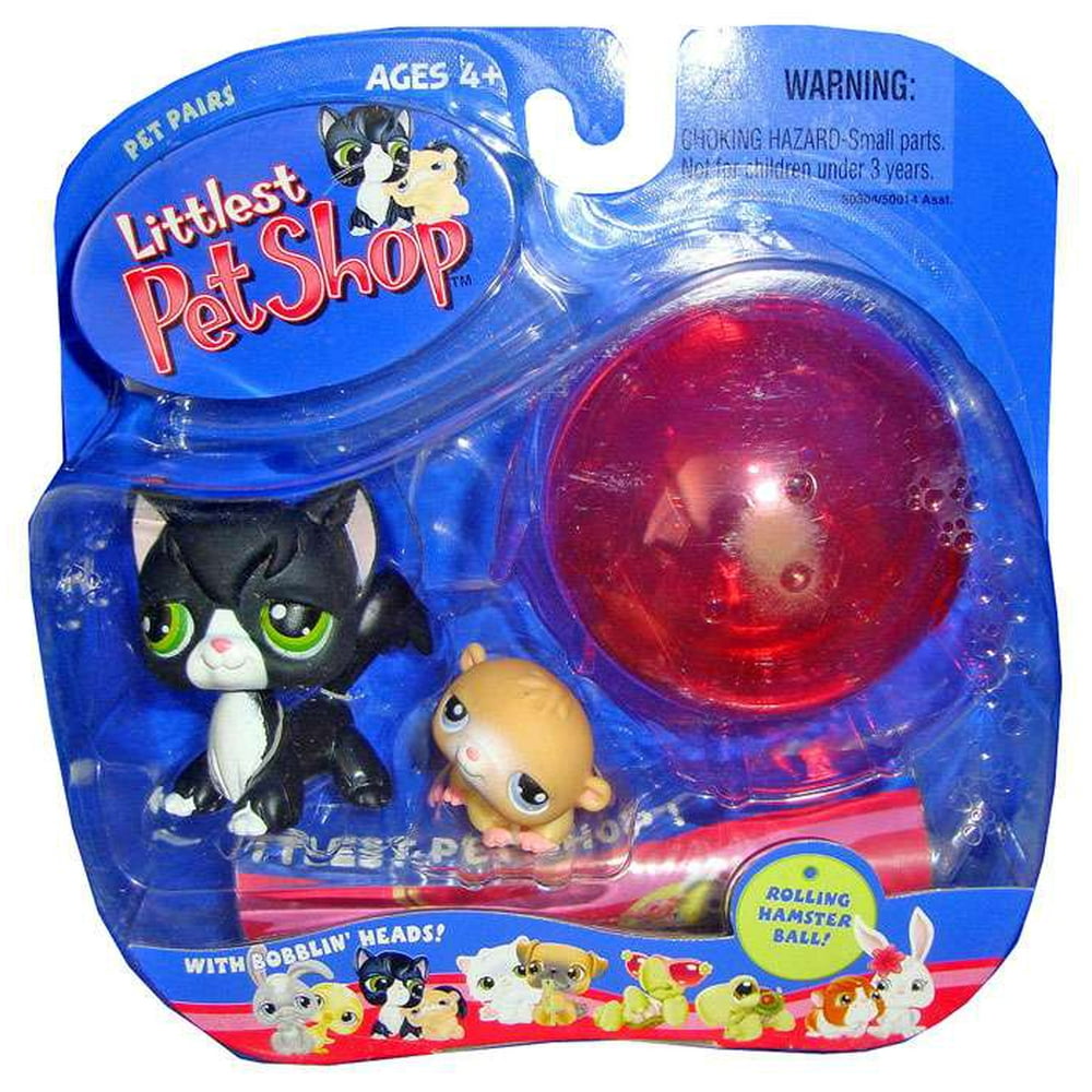 Littlest Pet Shop Pet Pairs Black Kitty & Hamster Figure 2Pack