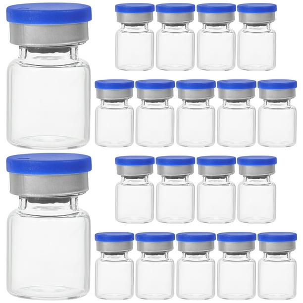 BRIGHTFUFU 20 viales de vidrio pequeños para almacenar medicamentos líquidos con tapas de 5 ml.