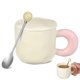 thumbnail image 1 of 1 juego de taza de té de cerámica, bonita taza de café, taza de desayuno, taza de té, taza de cerámica estética, taza de café grande con tapa y cuchara, 301-400 ml, 1 of 7
