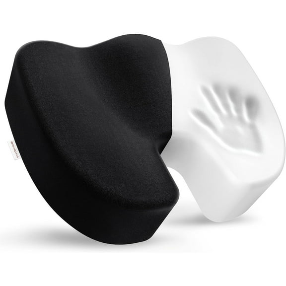 FORU Seat Cushion Pillow for Office Chair, Desk Chair Car Cushion Pad for Tailbone Pain, Memory Foam Coccyx Seat Cushion for Sciatica, Back Pain Relief (Black)