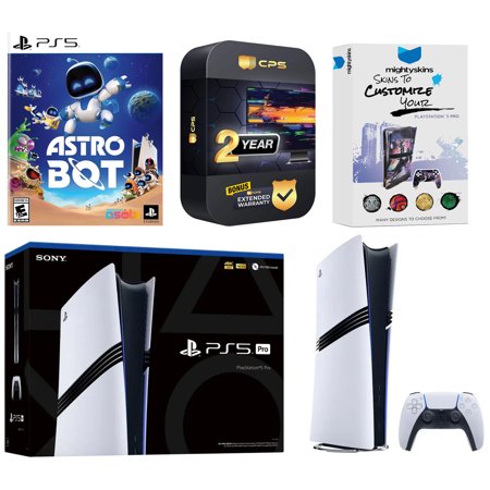 Sony PlayStation 5 Pro Digital Bundle with Astro Bot Game, MightySkins Code and 2 Year Extended Warranty