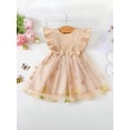 thumbnail image 6 of Yunliwuli Toddler Girls Dress Flower Embroidery Bowknot Round Neck Fly Sleeve Casual Dress Kids Summer Princess Dress, 6 of 10