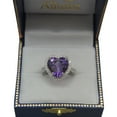 thumbnail image 4 of Heart Shaped Amethyst and Diamond Ring Halo 14K White Gold 5.41ct, 4 of 5