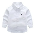 thumbnail image 4 of LXFHUW Boys Flannel Shirts Toddler Boy Christmas Outfit Boys' Long Sleeve Dress Shirts Formal Uniform Solid Cotton Button Down Shirts White 6-7 Years, 4 of 4