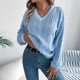thumbnail image 5 of Suéter de cuello redondo para mujer, suéter de manga larga con cuello en V, tops de acrílico para mujer, 5 of 8
