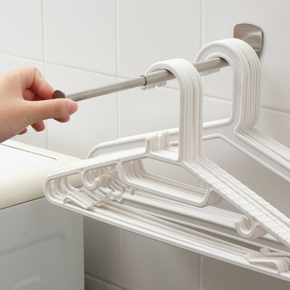 Clothes Hanger Storage, Retractable Space Saving Punch Free Clothes Hanger Storage Organizer, Wall Mount Clothes Rack Organizer for Home School Use