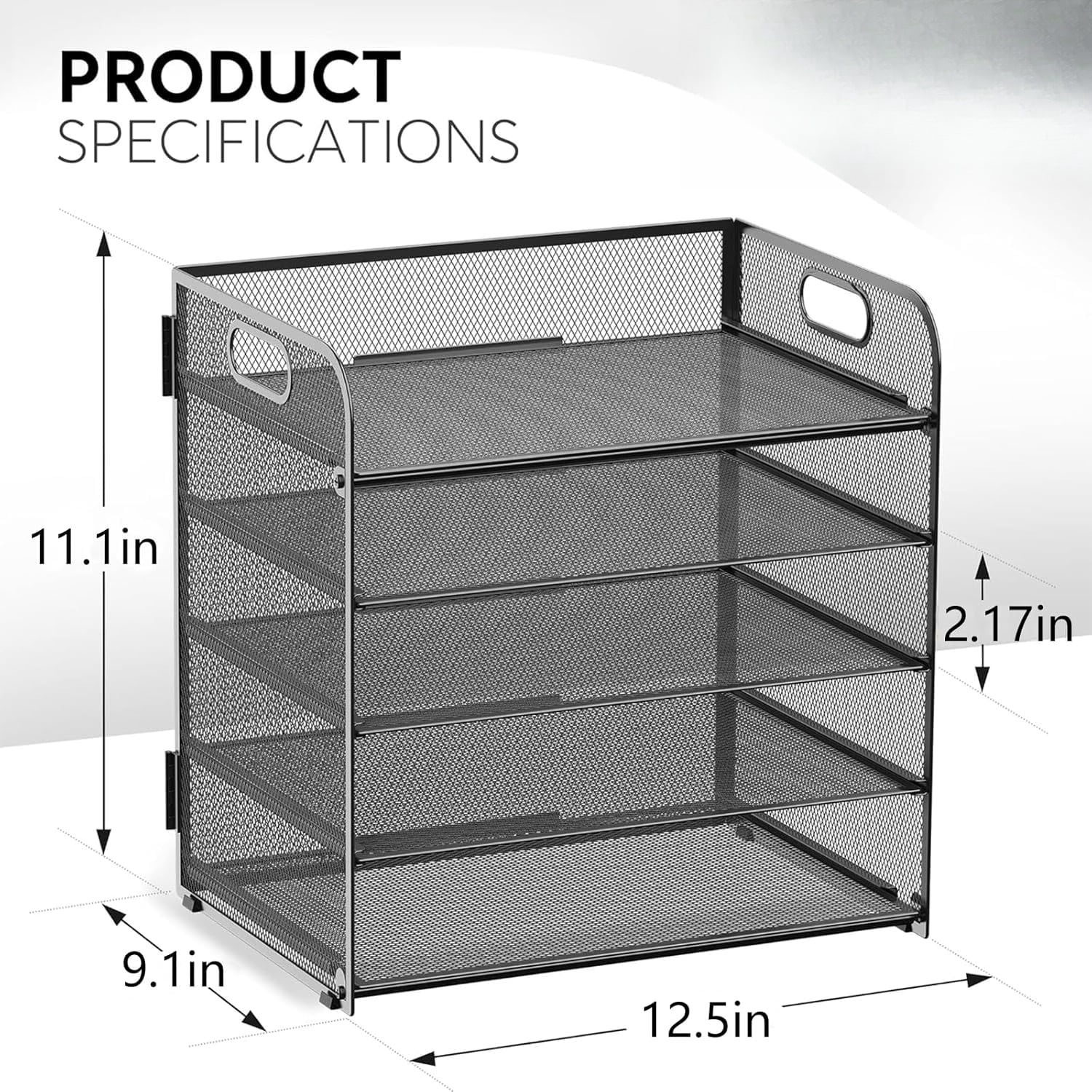 2 Pack Letter Tray Paper Organizer 5-Tier Desk Organizer File Organizer Paper Holder with Handle, Metal Desktop Document Shelf Tray Office Classroom Organization - Blue