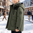 thumbnail image 4 of ITSAME Boys Hooded Parka Coat (3-12) Long Sleeve Mid Length Thermal Winter Outerwear with Flap Pockets Size 11, 4 of 9