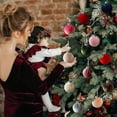 thumbnail image 6 of 12 Pack Velvet Christmas Ball Ornaments Flocked Christmas Tree Hanging Ornaments Shatterproof Flocked Decorative Balls for Xmas Tree Decorations 2.4IN E, 6 of 9