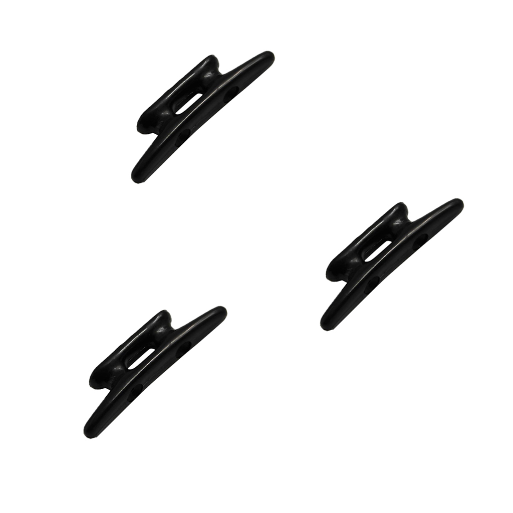3 Pieces 3 Cleat Heavy Duty Black Nylon Boat & Dock Cleats