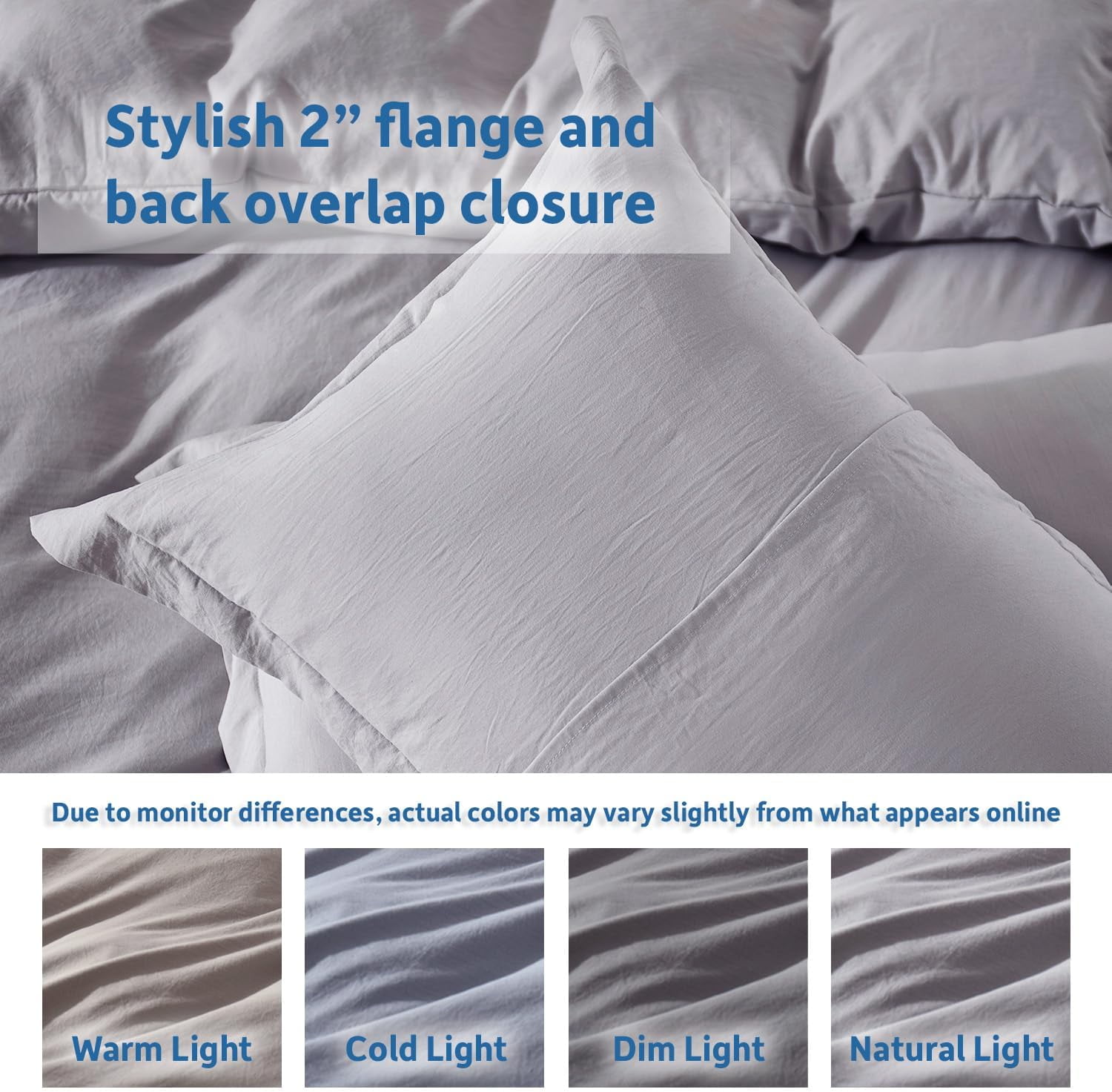 LammaLoe Duvet Cover Queen Size, Soft Prewashed 3-Piece Duvet Cover Bedding Set with Pillow Shams, Gray lavender