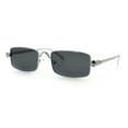 thumbnail image 4 of Narrow Rectangle Luxury Leopard Head Jewel Hinges Metal Rim Sunglasses Silver - Black, 4 of 8