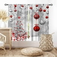 thumbnail image 3 of Christmas TRE Curtains for Living Room, Red Silver Xmas Merry Christmas Fir Twigs Ball New Year Winter Snow Holiday Party Decor Window Drapery for Bedroom Kitchen Bathroom Nursery Home, 55x39 Inch, 3 of 5