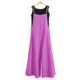 thumbnail image 5 of WTOBBY Women's Casual Wide Leg Jumpsuit Romper in Solid Color, Overalls Style with Adjustable Straps, Side Slit Legs, and Pockets for Stylish Comfort,Purple PinkL, 5 of 5