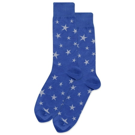 Hot Sox Mens Glow In The Dark Stars Crew Socks, Mens Shoe Size 6-12.5, Blue