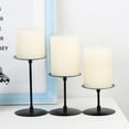IWRUHZY Matte Black Iron Pillar Candle Holders Set of 3 Candlestick