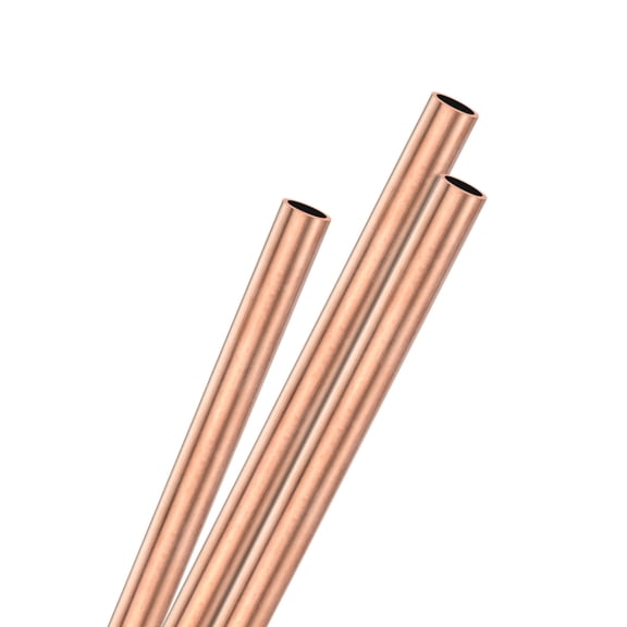 Uxcell 3-Pack Copper Round Tube, 3mm OD 0.2mm Thick 250mm Length Straight Pipe Tubing for Construction/Machining/DIY Crafting, Metal Straight Pipe
