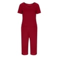 thumbnail image 6 of Lounge Sets for Women 2 Piece Short Sleeve V Neck Tops and Capri Pants Loose Fit Pj Set Loungewear, 6 of 7