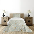 thumbnail image 4 of Ambesonne Tea Party Quilted Bedspread Set 2 Pcs, Coffee Cakes Cherries, Twin Size, Bluegrey Red Green, 4 of 5