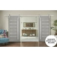 thumbnail image 3 of Sturdy Double Barn Door 72 x 96 inches with Frosted Glass | Quadro 4088 Grey Ash | Stainless Steel 13FT Rail Hangers Heavy Set | Solid Panel Interior Doors, 3 of 6