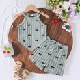thumbnail image 2 of kpoplk Toddler Girl Clothes, 2Pcs Baby Girl Summer Outfits Ruffle Sleeveless Shirts Floral Tops + Shorts Clothing Set 1-5T Size 4-5 Years,Green, 2 of 6