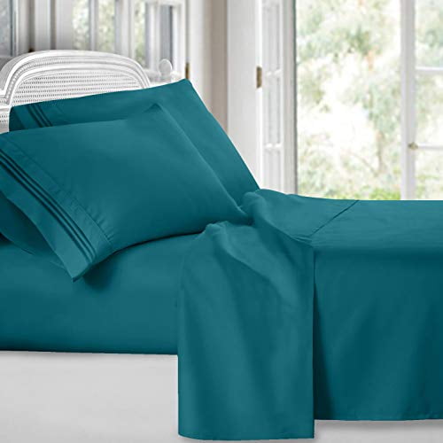 Clara Clark 4 Piece Sheet Set Deep Pocket Brushed Microfiber 1800 Bedding Hypoallergenic, Wrinkle, Fade & Stain Resistant