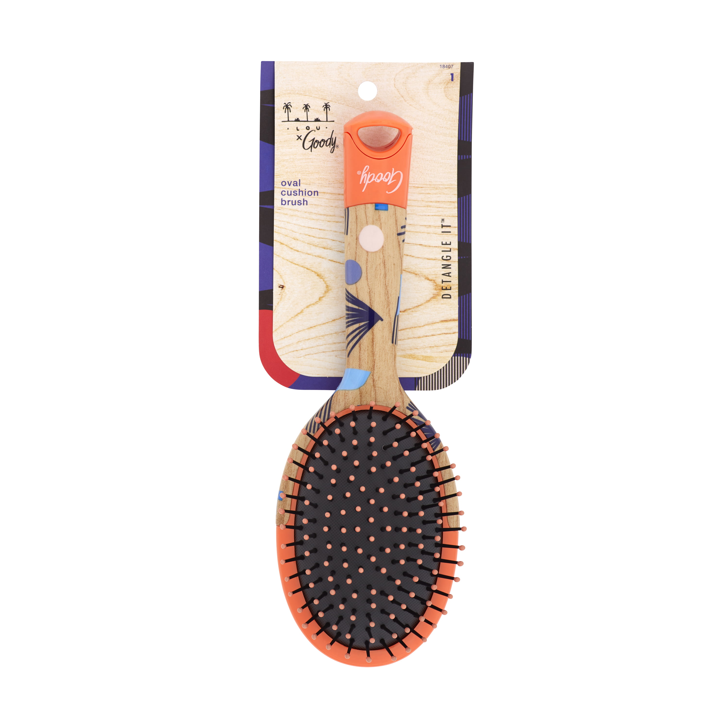 Detangling Goody Lou CT Oval Brush Ouchless® Tru Collab Hola Printed Orange, 1 X