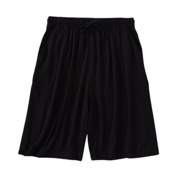 Defitshape Men's Summer Pajama Shorts Comfy Modal Sleep Shorts Spring Loose Fit Lightweight Breathable Casual Lounge Knee Length Pj Shorts Black Medium