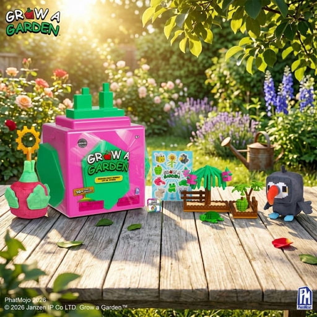 Grow a Garden Dragon Fruit Collector Bundle – 12" Coin Bank, Plush, Figures, Sticker Sheet, Includes DLC