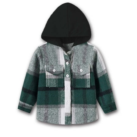 

Boutique Children s Clothing Clearance Sales Hooded Long Sleeved Brushed Plaid Shirt Jacket