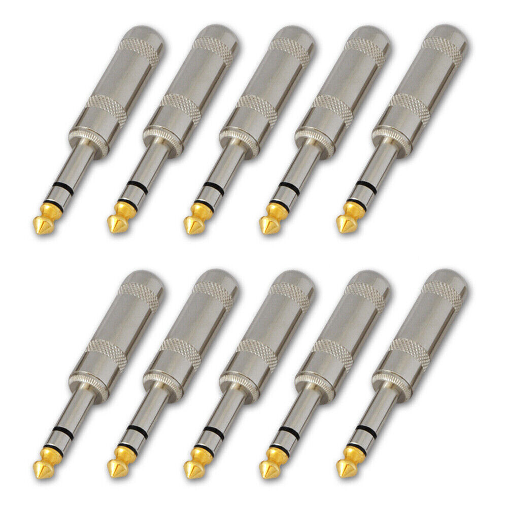 20 Pack 1/4 Inch Mono TS Heavy Duty Male Audio Connector Plug - For Guitar, Speaker, Mic Cables