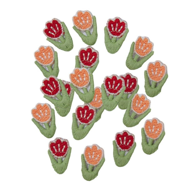 Parches bordados hechos a mano reparacion de etiquetas de tela decoracion decorativa de cumpleanos etiqueta de tela hecha a mano apliques de ropa 20 piezas tulipanes Bodega Aurrera en linea