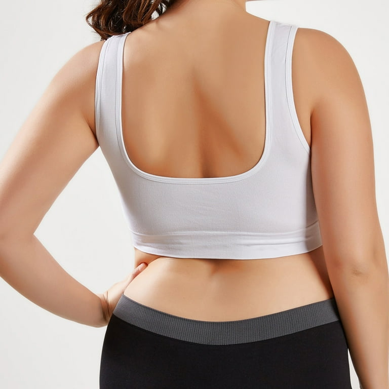 Hfyihgf Longline Padded Sports Bra V Neck Workout Tops for Women Plus Size  Tank Tops with Built in Bra Ribbed Yoga Bras White L