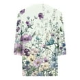 thumbnail image 7 of DeHolifer Women's T-Shirts V-Neck 3/4 Sleeve Floral Printed Dressy Tunic Tops Casual Loose T-Shirts Purple S, 7 of 7