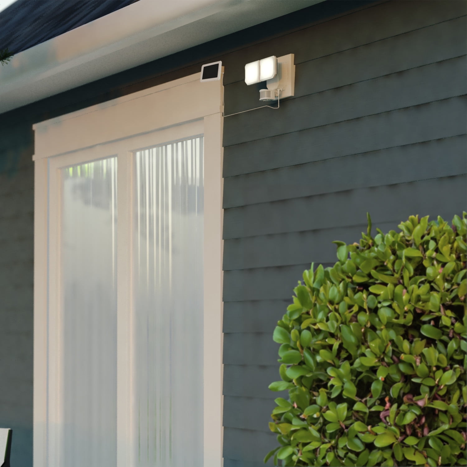 2 Light Solar Powered Outdoor Security LED Flood Light White, Motion Sensor, Dusk to Dawn, Battery Backup