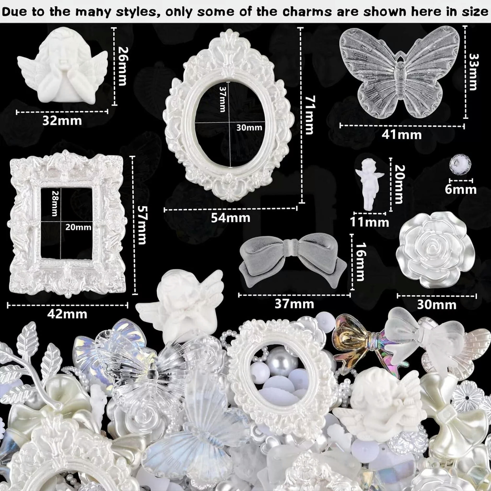 U8MO Resin Cabochons Butterfly Slime Charms White Gray Bulk Assorted Lot 350pcs