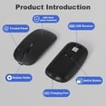 thumbnail image 7 of SANPTENT LED Wireless Mouse, Slim Rechargeable Silent Mouse, 2.4G Portable USB Optical Computer Mice with USB Receiver - Black, 7 of 7