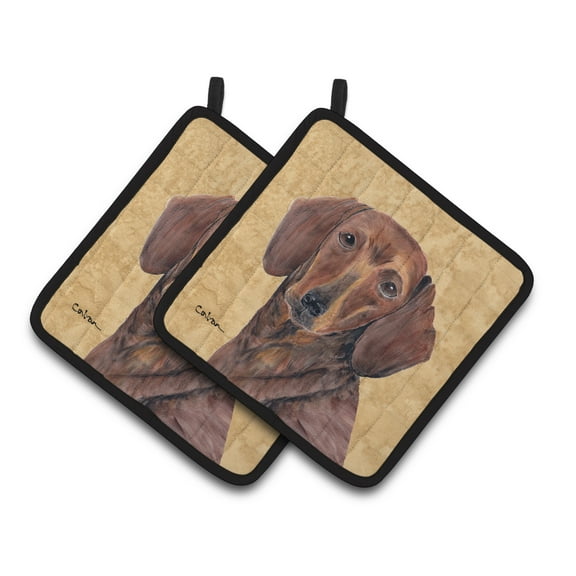 Dachshund Wipe your Paws Pair of Pot Holders