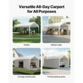 thumbnail image 5 of VEVOR Carport, 10 x 20 FT Outdoor Car Canopy, Potable Carport with Removable Sidewalls & Door, Heavy Duty Car Shelter, UV-Resistant & Water-Resistant, All-Season Protection for Automobile Boat White, 5 of 9