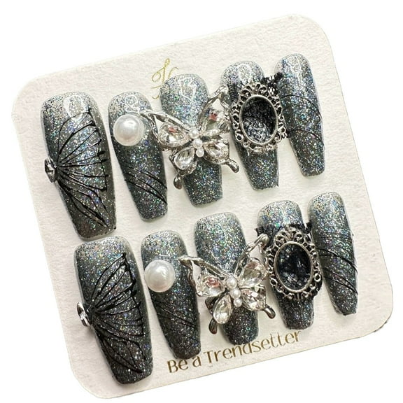 Pure Handmade Press on nails, JC Press On Nails Kit , Short Length Nail Press Ons, Durable, Easy Application, Stylish Impress Press On Nails,Perfect for Daily Wear & Special Occasions（E36 M）