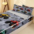 thumbnail image 2 of Erosebridal Monster Truck Zipper Twin Comforter Sets with Fitted Sheet and 2 Pillowcases, Checkered Flag Zipper Bedding Set, Gray White, Gray Reversible, 2 of 7